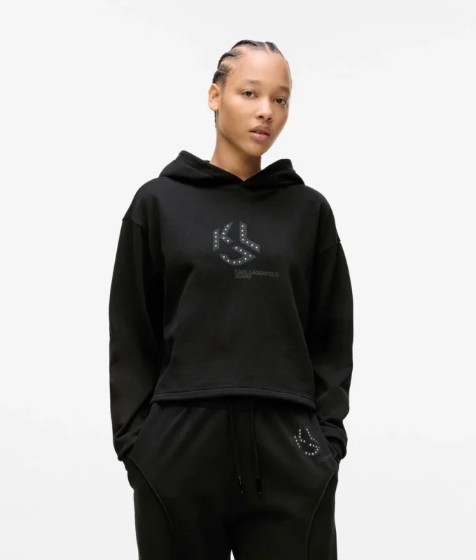 Hoodie met studs en monogram