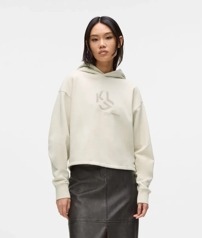 Hoodie met studs en monogram