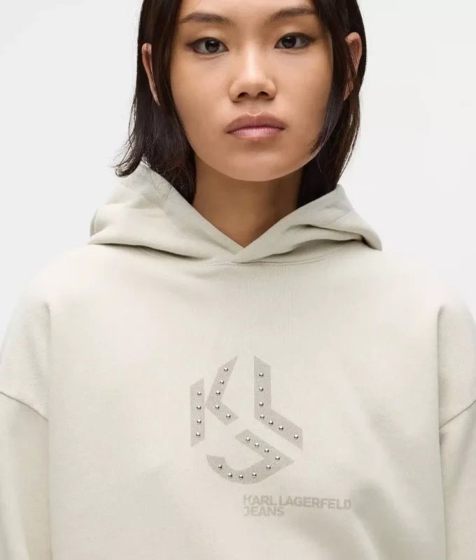 Hoodie met studs en monogram