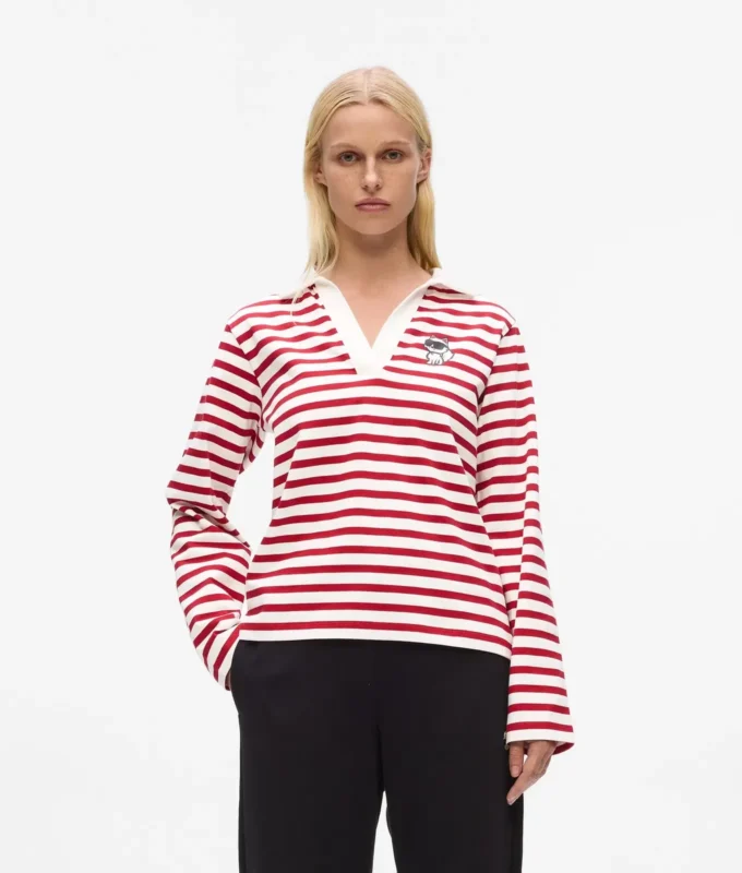 Ikon gestreept poloshirt met lange mouwen