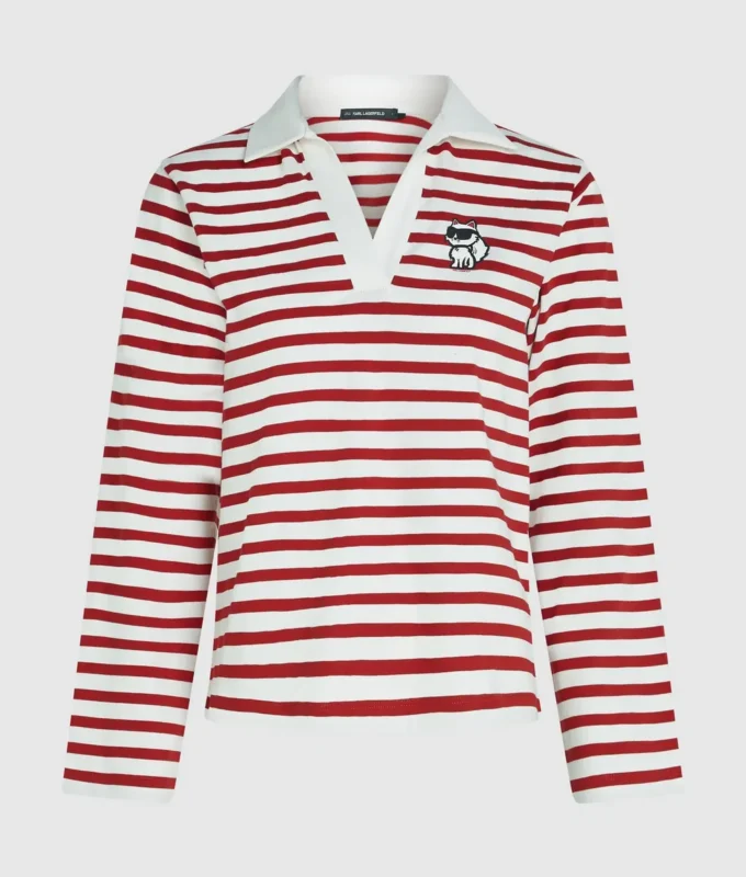 Ikon gestreept poloshirt met lange mouwen