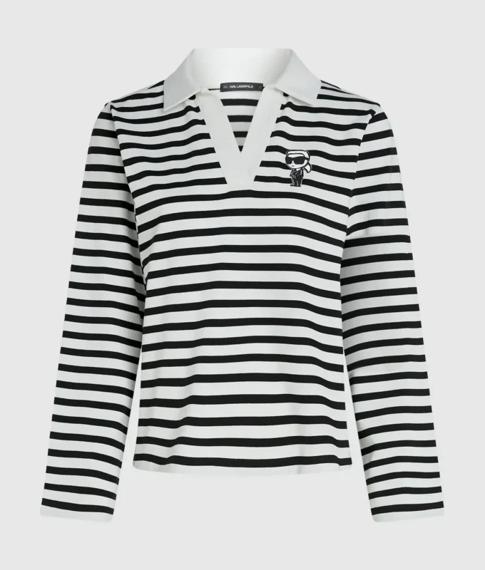 Ikon gestreept poloshirt met lange mouwen