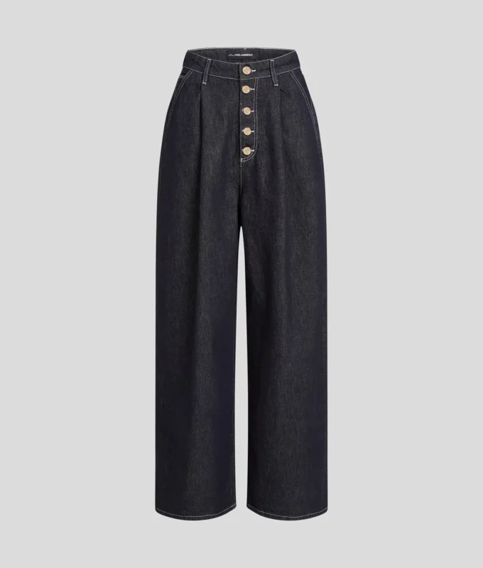 JEANS MET KNOPEN EN WIJDE PIJPEN