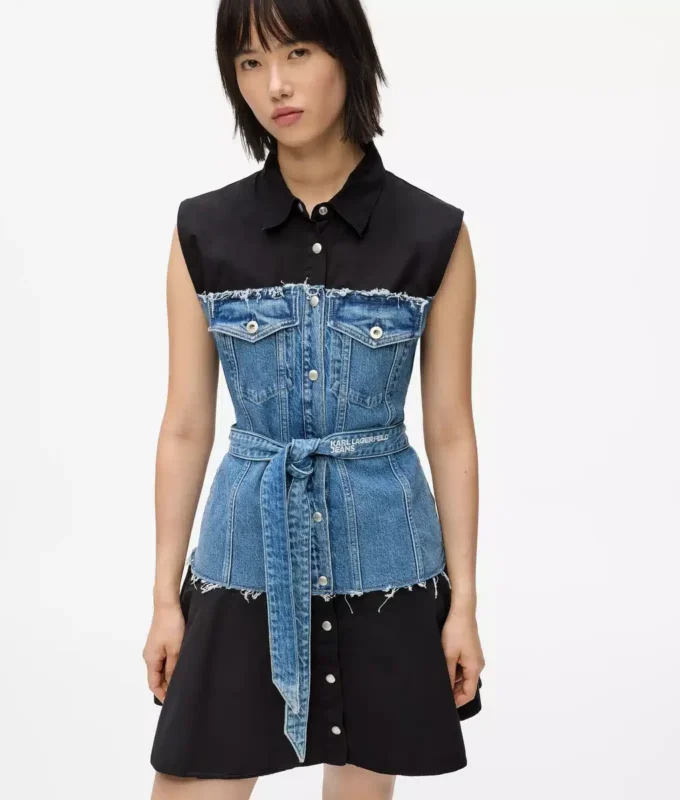 Jurk met denim lijfje