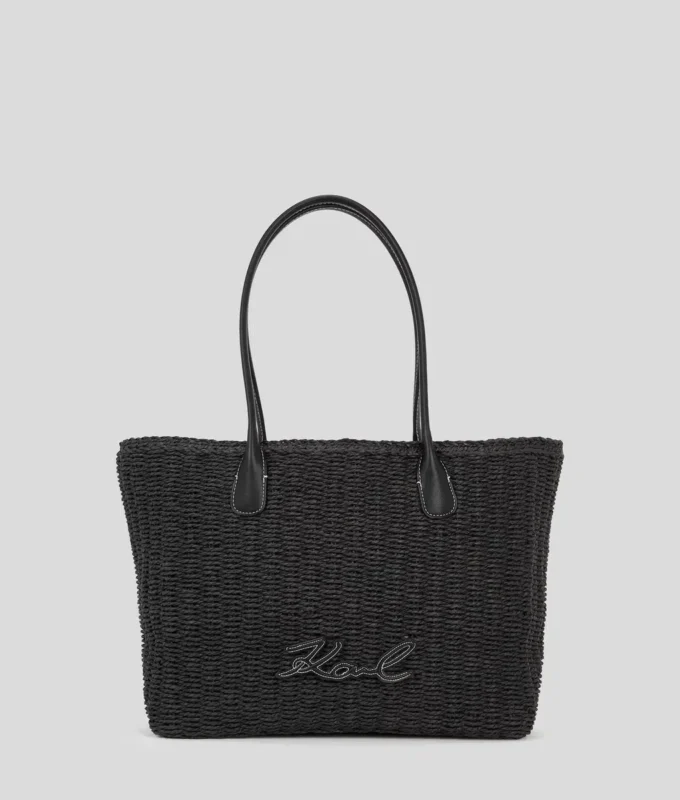 K/Signature kleine geweven strandtas