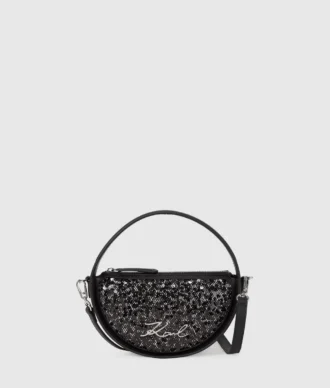 K/Signature ronde crossbodytas met pailletten