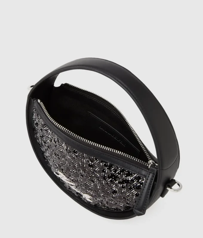 K/Signature ronde crossbodytas met pailletten