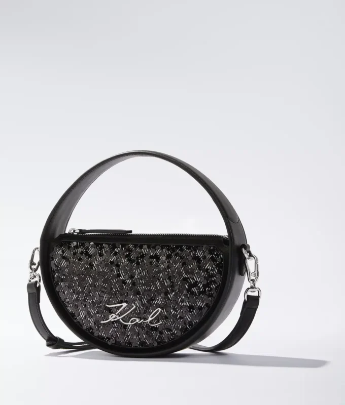 K/Signature ronde crossbodytas met pailletten