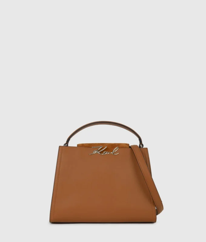 K/Signature suède handtas met handvat