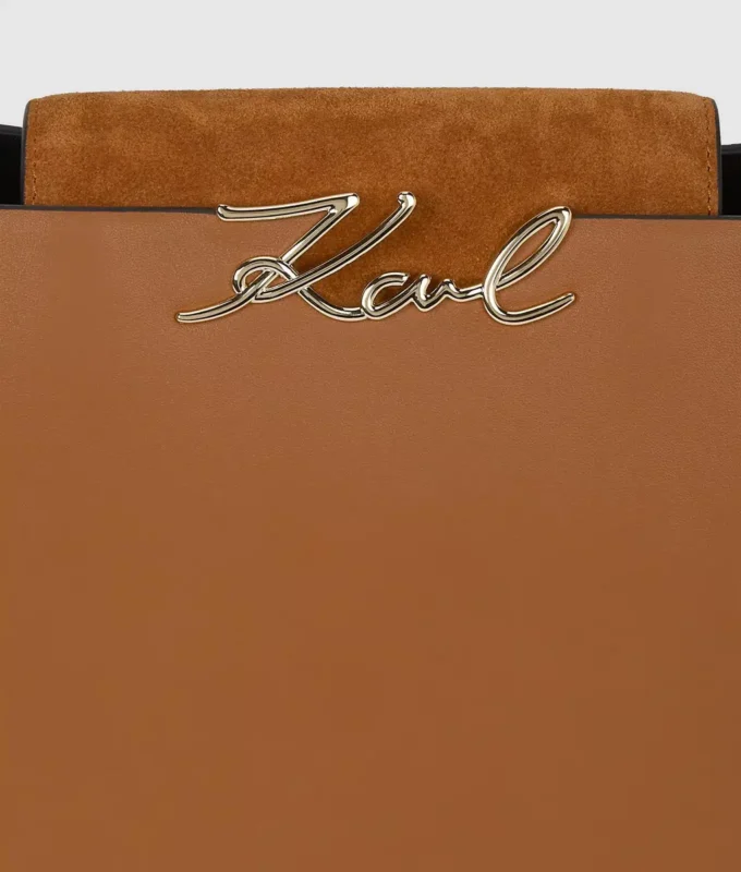 K/Signature suède handtas met handvat