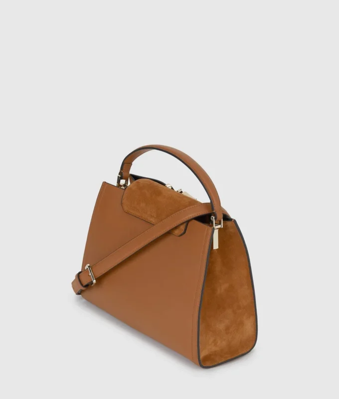 K/Signature suède handtas met handvat
