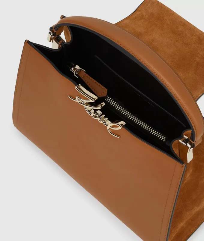K/Signature suède handtas met handvat
