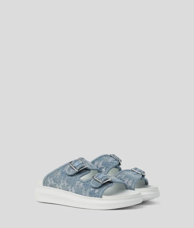 KAPRI DENIM RHINESTONE SANDALEN