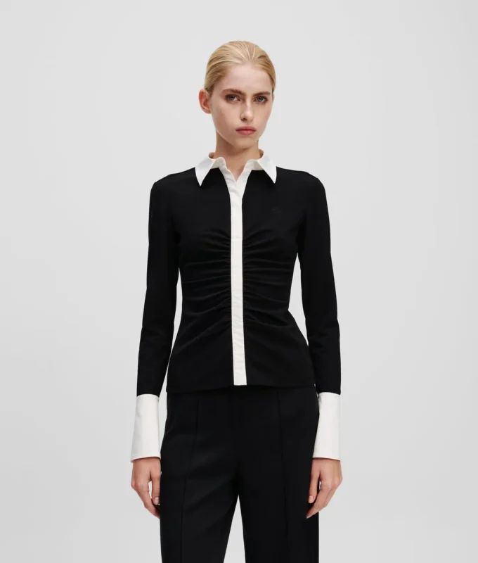 KARL ESSENTIAL POLOSHIRT MET LANGE MOUWEN