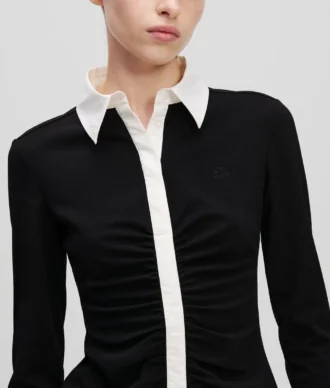KARL ESSENTIAL POLOSHIRT MET LANGE MOUWEN