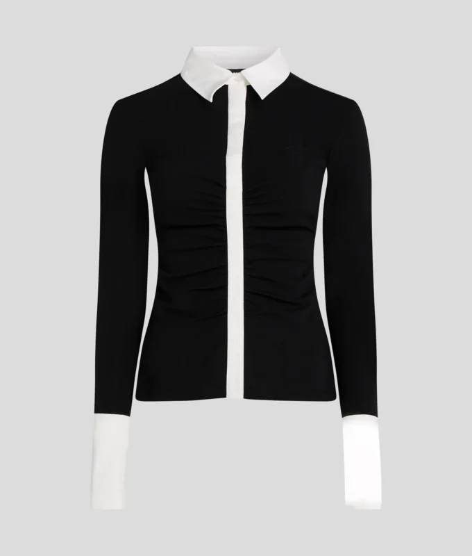KARL ESSENTIAL POLOSHIRT MET LANGE MOUWEN