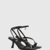 Karmel sandalen met hak en enkelbandje