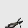 Karmel slingbacks met franjes en hak