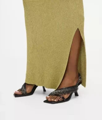 Karmel slingbacks met franjes en hak