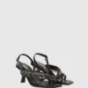 Karmel slingbacks met franjes en hak
