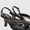 Karmel slingbacks met franjes en hak
