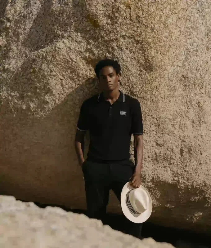 KL X BORSALINO GEBREID POLOSHIRT