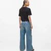 Laag uitgesneden jeans met wijde pijpen
