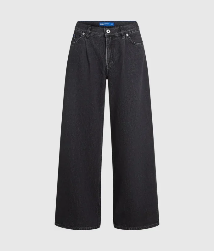 Laag uitgesneden jeans met wijde pijpen