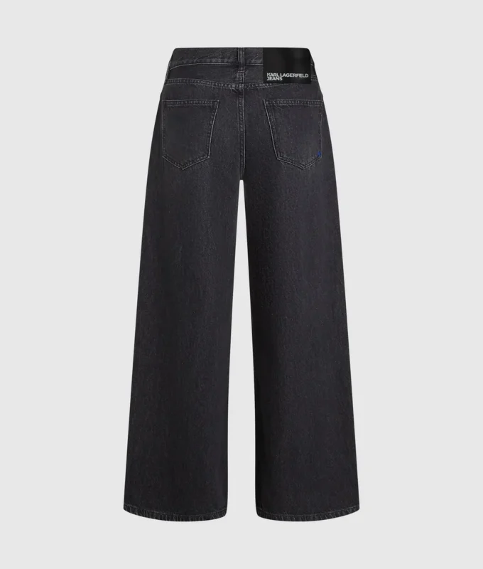 Laag uitgesneden jeans met wijde pijpen
