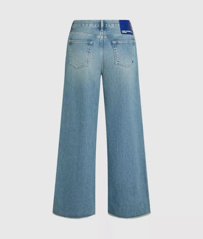 Laag uitgesneden jeans met wijde pijpen