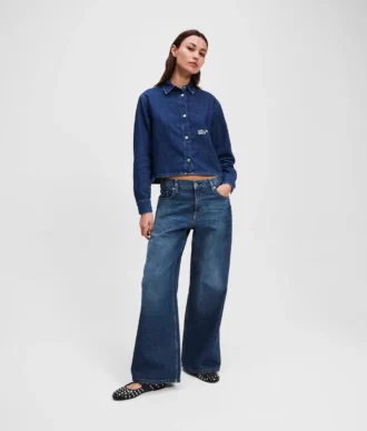 LAGE TAILLE JEANS MET WIJDE PIJP