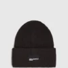 Lange beanie met logopatch