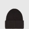 Lange beanie met logopatch