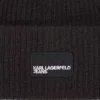 Lange beanie met logopatch