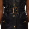 Leren jurk met knoopdetails