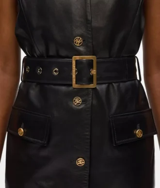 Leren jurk met knoopdetails