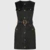 Leren jurk met knoopdetails