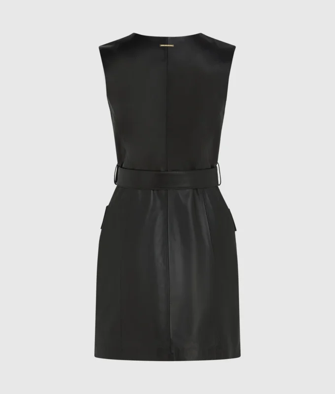 Leren jurk met knoopdetails
