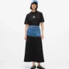 Maxirok met denim paneel