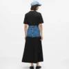 Maxirok met denim paneel