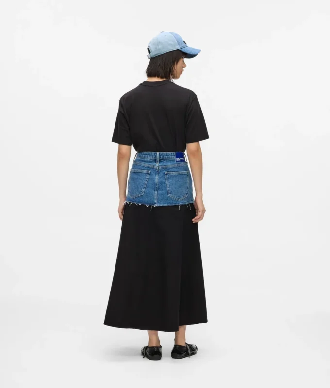 Maxirok met denim paneel
