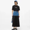 Maxirok met denim paneel