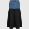 Maxirok met denim paneel