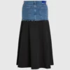 Maxirok met denim paneel