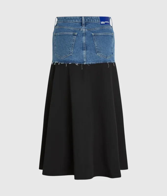 Maxirok met denim paneel