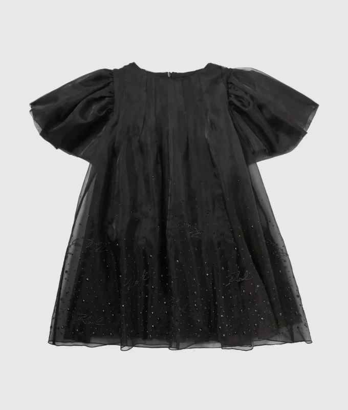 Meisjesjurk van mesh met strass