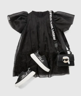 Meisjesjurk van mesh met strass