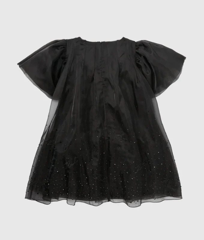 Meisjesjurk van mesh met strass