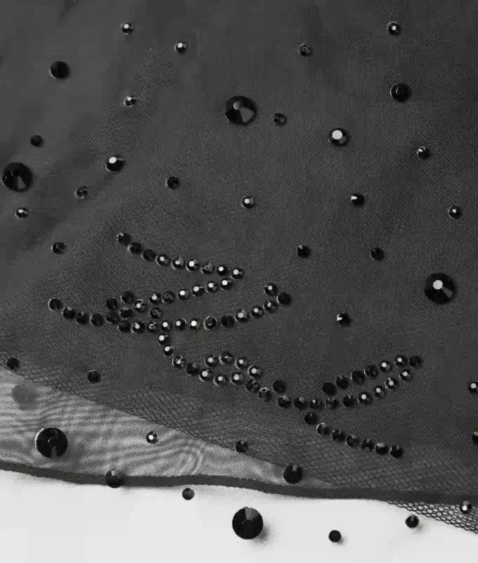 Meisjesjurk van mesh met strass