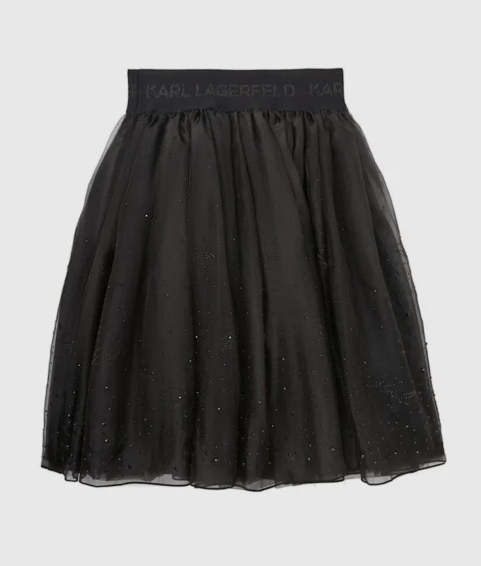 Meisjesrok van mesh met strass